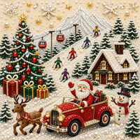 Kit de peinture diamant 5D DIY sur le thème de Noël, cadre en ABS, motif de dessin animé Père Noël et sapin de Noël, décoration murale faite à la main