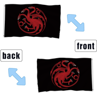 Drapeau des Targaryen 3x5 pieds, Game of Thrones, bannière double face Dragon de sang et de feu pour la décoration murale de la grotte des hommes