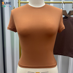 เสื้อยืดผู้หญิง SUHE ทรงพอดีตัว เนื้อผ้านุ่มดุจเนย เป็นมิตรต่อสิ่งแวดล้อม ยืดได้ 4 ทิศทาง น้ำหนักเบา ระบายอากาศได้ดี แห้งเร็ว ไม่เป็นขุย ผลิตจากผ้าไหม/ผ้าฝ้าย - Product Image 5
