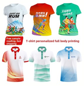 Camiseta deportiva <span class=keywords><strong>de</strong></span> ajuste seco con estampado completo personalizable <span class=keywords><strong>de</strong></span> poliéster 100%, camiseta informal para correr con estampado completo, sublimación personalizada - Product Image 1