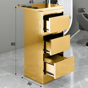 Armoire murale minimaliste moderne à deux niveaux en acier inoxydable pour salon de coiffure et chariot de salon de coiffure - Product Image 6