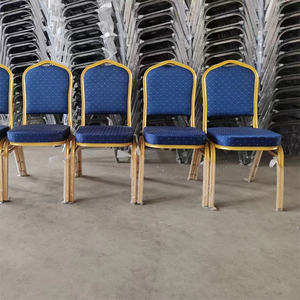Chaises de mariage les plus populaires pour les hôtels, les fêtes et les événements, chaises de banquet empilables en métal et en tissu personnalisées - Product Image 2