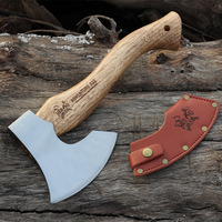 Nouvelle Hache de Viking en Acier à Haute Teneur en Carbone, Qualité Industrielle, Tactique de Survie en Extérieur, Manche en Bois, 55HRC, pour Couper le Bois