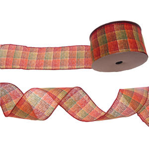도매 1 롤 5 야드 63mm 2.5 인치 크리스마스 와이어 리본 100% 폴리 에스테르 레드 그린 격자 무늬 선물 장식 활과 포장 - Product Image 1