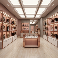 Vitrine de perruque de luxe avec éclairage LED | Vitrine haut de gamme en métal et en verre pour perruques dans les magasins de détail et les salons de beauté