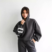 Ensemble de survêtement décontracté surdimensionné personnalisable pour femme 2026 – Sweat-shirt épais à manches longues avec imprimé au dos, coupe décontractée, idéal pour la détente