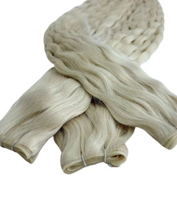 Venta al por mayor de fábrica de Rusia Virgen Remy Rubio Rizado Invisible Nueva Mano Atada Trama Extensión del pelo Volumen para Genius Trama Teñida <span class=keywords><strong>Cuerpo</strong></span> - Product Image 4