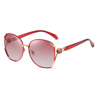 Lunettes de soleil polarisées pour femmes, style trèfle à quatre feuilles, vintage, polarisées, surdimensionnées, monture bicolore, pour la conduite
