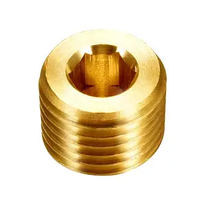 Brass Pipe Plugs Set NPT Plug 1/8" 1/4" 3/8" 1/2" 3/4" Brass Pipe Fitting Internal Hex Thread Socket Pipe Plug