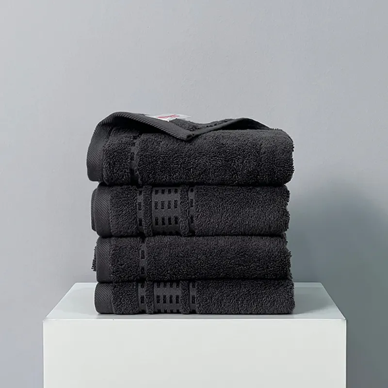 Wholesale Luxury jacquard towel Dark Grey Hotel Spa face Towel custom logo100% Cotton hand towel