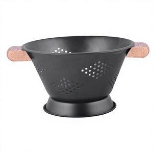 Passoire de cuisine à passoire conique noire en acier inoxydable avec poignée Passoire à usage quotidien - Product Image 1