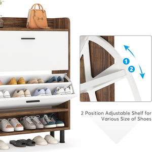 Organisateur de chaussures 3 niveaux peu encombrant avec porte-bottes rabattable et armoire fermée – Solution pour petits appartements - Product Image 6