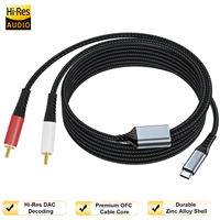 Kabel Stereo YIVO Type-C ke 2RCA dengan Chip DAC Hi-Res, Kabel Aux Berlapis Tembaga Bebas Oksigen untuk Ponsel PC ke Amplifier TV