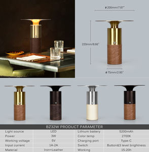2700K Классический стиль кожаная Беспроводная Настольная лампа с батарейным питанием для гостиной для ресторанов перезаряжаемый Настольный светильник - Product Image 6