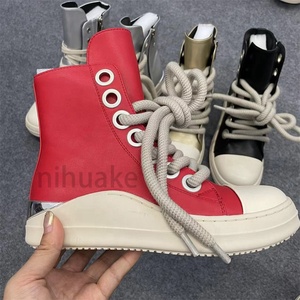 New Hot <strong>Sale</strong> Latest Casual <strong>Leather</strong> Shoes Luxury <strong>Trainers</strong> Ankle Lace up Sneaker Zip High-TOP Flats <strong>Black</strong> Ankle Boot for <strong>Women</strong> - Product Image 2