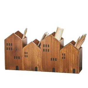 Japanese Retro Style Wooden Pen Holder Creative Desk Organizer Square Shape Office Desktop Storage <b>Box</b> For Pens Pencils <b>Makeup</b> - Product Image 5