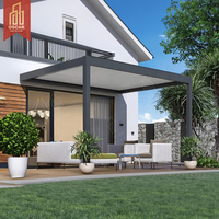 Cour extérieure jardin persienne électrique bio climat gazebo villa extérieur en alliage d'aluminium auvent simple penché mur véranda