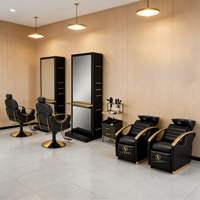 Ensemble de mobilier de salon de coiffure moderne en fer - Ensemble de miroir et de chaise de salon de coiffure de luxe personnalisé pour hôtel et supermarché