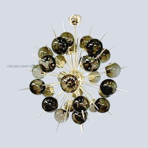 Handmade Smoked Glass Sputnik Chandelier Mid Century Brass Starburst <b>Ceiling</b> <b>Light</b> Fixture for Living Room Dining Room - Product Image 4