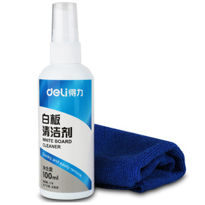Deli White Board Cleaner 100ml With Cloth Easy Clean For Office Use - Product Image 2