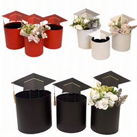 Nouvel ensemble de 3 boîtes à fleurs pour remise de diplôme, boîte à fleurs en forme de chapeau de docteur