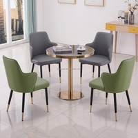 Ensemble de mobilier commercial d'intérieur : Chaise en tissu doux, pieds en métal type traîneau, table d'appoint ronde en bois pour bureau, hôtel, salon, projet de rénovation