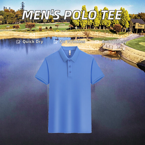 Chemise de golf pour homme, personnalisée, anti-rides, séchage rapide, polyester/coton, manches courtes, imprimée, brodée, tricotée - Product Image 3