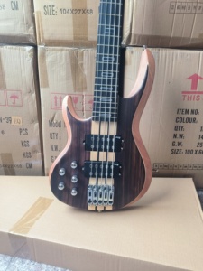 高品质颈部贯穿身体左手电贝司吉他，主动拾音器 - Product Image 3