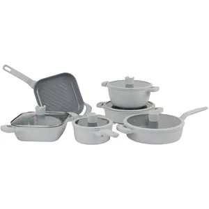 Nicecooker Oem Ocean Wave Serie 11 Stuks Aluminium Gegoten Keramiek Gecoat Pfas Gratis Kookgerei Sets