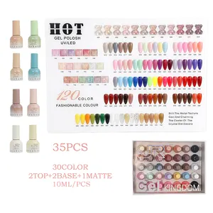 Esmalte de uñas de etiqueta privada UV Gel kit 10ml Soak off Gel Polish 120 colores 2base 2top 1 superior mate y 30 colores en un grupo