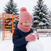 Conjunto de tres piezas de gorro, bufanda y guantes para niños, gorro de bebé extra grueso con forro de terciopelo para invierno, guantes largos tipo ópera