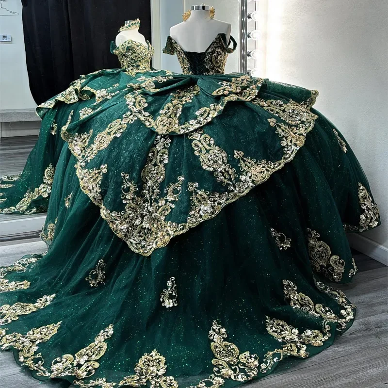 sachin and babi light blue dress PURDIE Emerald Green Mikado Satin Lace A Line Ball Gown Prom & Formal main image 0