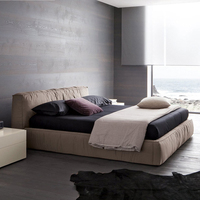 Lit king size en tissu de haute qualité, design italien, avec rangement, cadre en bois massif, meubles de chambre à coucher modernes et élégants