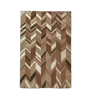 Tapis rectangulaire moderne géométrique en polyester, épaisseur 7 mm, à poils ras, lavable en machine, antidérapant, avec envers non-tissé, entretien facile pour la maison