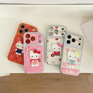 Original Cartoon Leather KT Cat Bow Mobile Phone case for iPhone 17 16 15 Pro Max Converted cute Camera DIY Printing <b>back</b> Cover - Product Image 2