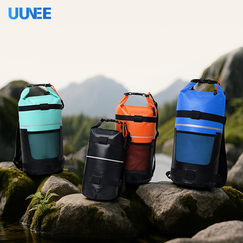 Women Men Roll Top Waterproof Dry Bag Lightweight Outdoor Camping Swimming Dry Storage Bag Backpack With Net Pocket