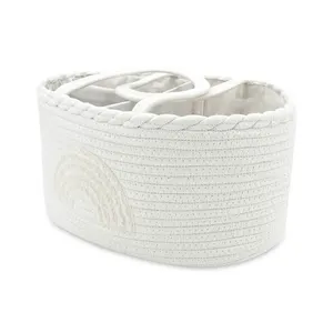 Large Capacity Woven Cotton Rope Basket For Diapers And Toys Baby Diaper Caddy Organizer Nursery Organizer