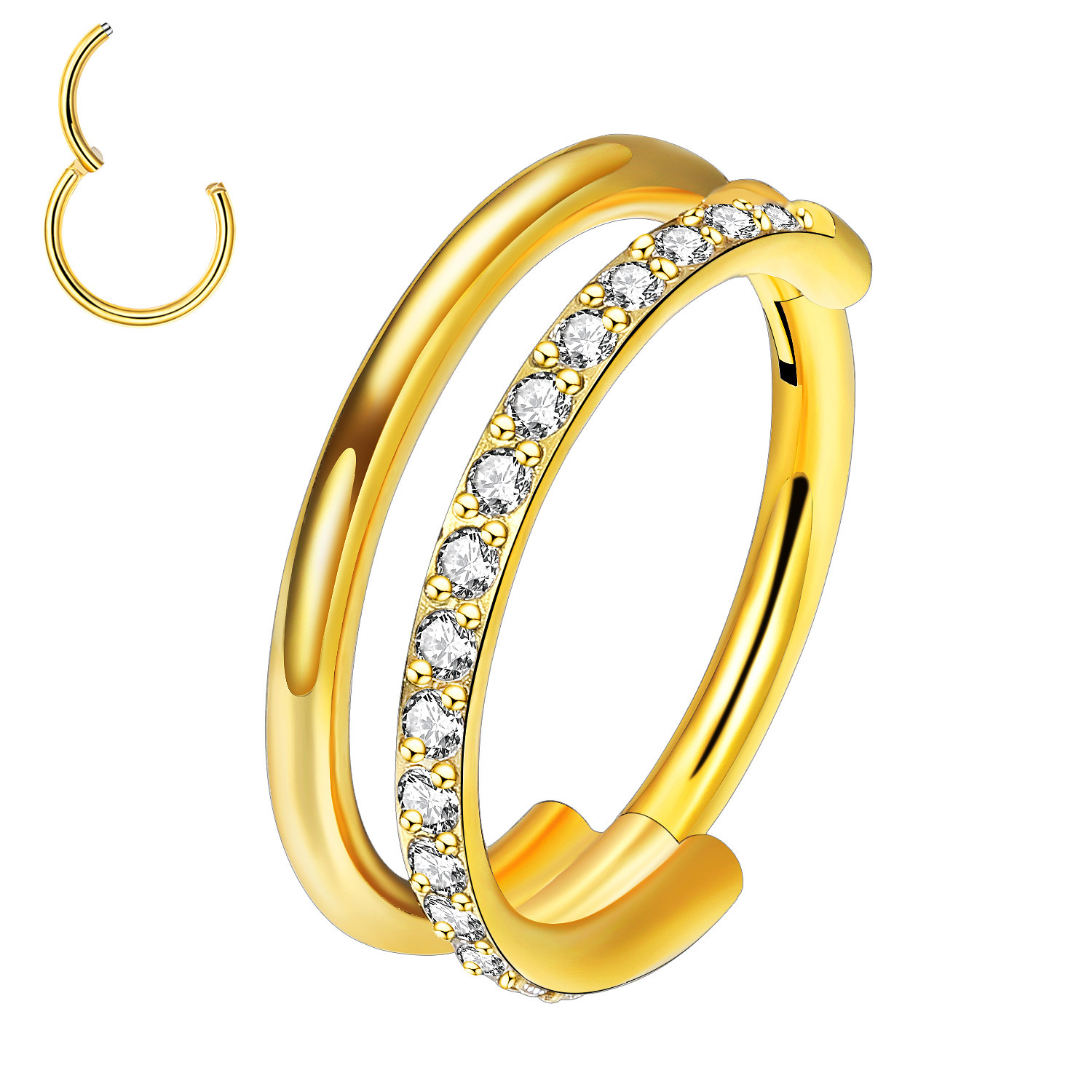 Oro con circonitas de doble capa.