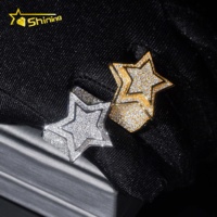 Bijoux fins, bague cubaine en argent sterling 925 plaqué or, sertie de moissanite, pour homme, bague étoile, bague hip hop en moissanite