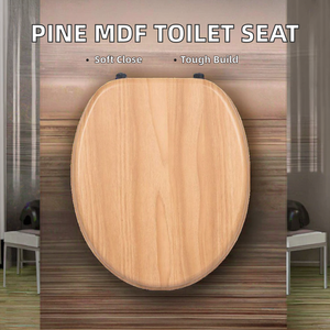New Universal Heavy Duty <strong>Toilet</strong> <strong>Seat</strong> Wooden with Chrome Hinge <strong>Pine</strong> Effect Soft Close Anti-Bacterial for Bathroom - Product Image 2