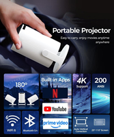 Proyektor Mini Pintar, Didukung Proyektor Mini Pintar 4K, Mendukung Full HD 1080P, Wi-Fi 6 & 5.0, Proyektor Home Cinema