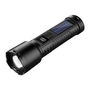 Solar Powered <b>Flashlight</b> LED <b>Rechargeable</b> Dimmable Zoomable Warm White Outdoor Camping Light - Product Image 2