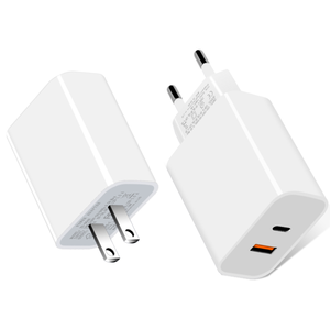 Adaptador de Carga Rápida para Teléfono Móvil con Doble Puerto y Seguridad Inteligente, Cargador de Viaje con Certificación CE ROHS PD+QC, Enchufe Europeo y Estadounidense - Product Image 1