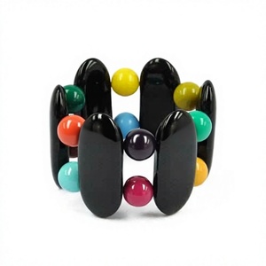 Ensembles de Bracelets Bohèmes Fantaisie en Résine Multicolores Extensibles Uniques, Bijoux de Mode Unisexe en Acrylique et Pierre de Lucite Élégants - Product Image 2