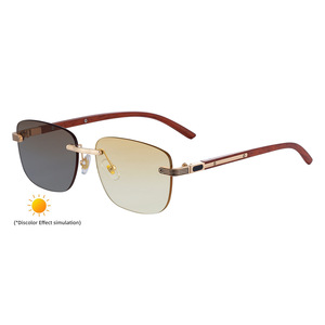 Nouvelles Lunettes de Soleil Photochromiques Sans Monture pour Hommes, Verres PC UV400, Monture Métal Noir et Plastique, Protection Solaire pour la Conduite Transfrontalière - Product Image 5