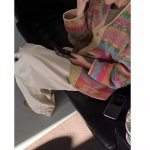 Veste à capuche pour homme, manches longues, sans col, style ethnique, design vintage, coupe slim, color block, printemps - Product Image 2