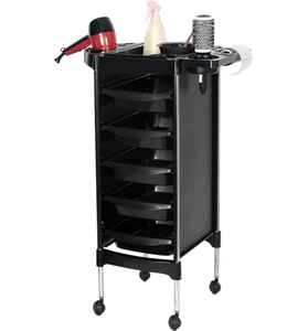 Carrito de Peluquería Profesional de Plástico para Salón de Belleza, Carrito para Estilista, Color Negro - Product Image 1