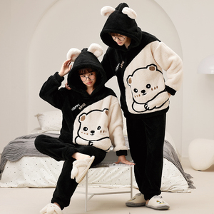 Fashion Winter Warm Sleepwear Sets <strong>Christmas</strong> <strong>Pyjamas</strong> Family Cartoon Flannel Pajamas for <strong>Couple</strong> - Product Image 5
