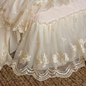 Housse de <span class=keywords><strong>couette</strong></span> en dentelle de style princesse, broderie rose, velours pour bébé, textiles de maison, <span class=keywords><strong>hiver</strong></span> chaud, volants, ensemble de literie 4 pièces, fournisseur - Product Image 6