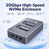 Estación de Acoplamiento Dual Bay Offline para Clonación de SSD NVMe PCIe Gen3x4 M.2, 20Gbps USB3.2 Gen2x2, Aluminio, 2230/42/60/80, Máx. 8TB, Clave M, ODM